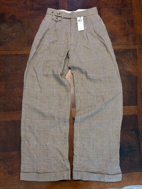 Polo Ralph Lauren Houndstooth Pants Size 2 Cotton Linen Blend NWT